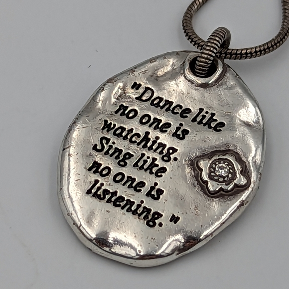 Brighton 'Dance like no one is watching...' Pendant Silver Necklace - Picture 5 of 9